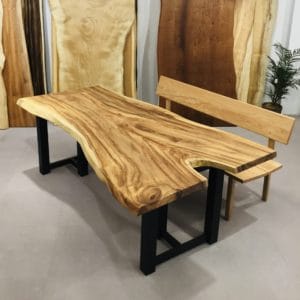 楠の一枚板テーブルとベンチ